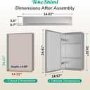 TokeShimi 14 x 24 Medicine Cabinet with Mirror, Assembly Required, Silver Recessed Bathroom Medicine Cabinet with Tempered Beveled Mirror, Stepless Adjustable Shelves, DTC Hinge