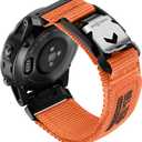 Bandletic Compatible with Garmin Fenix 5S Watch Band, 20mm Quick Fit Rugged Nylon Strap with Magnetic Fidlock V-Buckle for Fenix 8 43mm/7S Pro/6S/5S Plus/Instinct 2s E 40mm/Approach S70 42mm, M-Orange