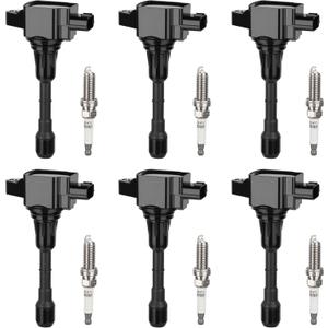 Set of 6 Ignition Coil Pack and 6 Iridium Spark Plug Compatible with Nissan For Infiniti Maxima Murano Pathfinder Quest Altima Q50 QX60 FX35 3.5L V6 Replacement for UF550 C1670 GN10244 5C1727 50150