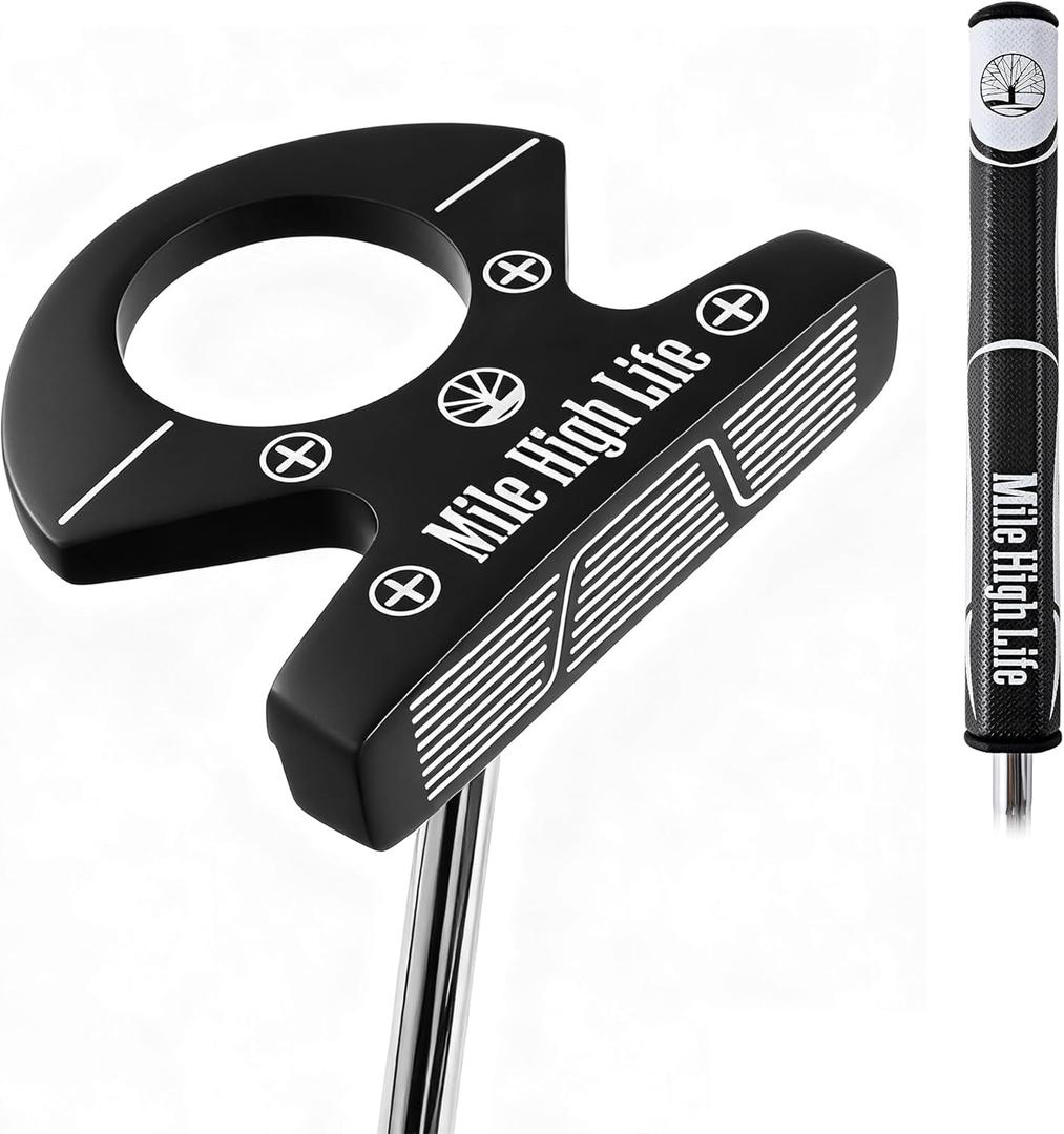 Mile High Life Mens Right Handed Golf Putter | Innovative Design w/Premium Grip & Enhanced Aim Line for Alignment | Optimized Value Putter Alternative to Major Brands