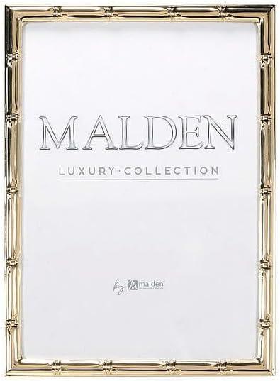 Malden International Designs 4x6 Tabletop Metal Bamboo Picture Frame with Gold Chrome Finish