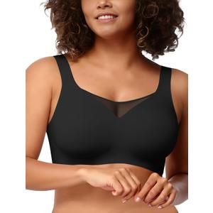 Wireless Bras for Women No Underwire Seamless Buttery Bralettes Smoothing Women's Bras Full Coverage Shapedly Bra (Black, XXXL)