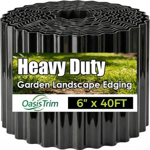 6" x 40FT Corrugated Metal Garden Edging,Sturdy and Rust-Resistant Landscape Edging Border,Flexible and Bends Easily for Flower Beds,Lawns,Garden Borders,and Yards(Black)