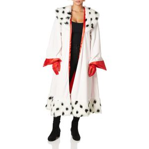 Cruella De Vil Coat Costume Accessory with Gloves, Official Disney Cruella Coat and Gloves Set (M (8-10))