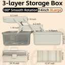 TERGOO 14in 3-Layer Multipurpose Craft Organizers and Storage with Adjustable Dividers, Portable Tackle Box, Folding Art & Craft Case for Medicine, Tool, Sewing Organizer (Brown, X-Large)