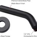 6 Inch Shower Arm and Flange - Solid Brass Wall Mounted Shower Arm Replacement for Fixed Shower Head, Matte Black