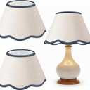 5.1'' Top x 9.4'' Bottom x 7'' High Lamp Shade with Petal Edge, Set of 2 Fabric Scalloped Lampshade, for Floor Wall Table Lamps Living Room Bedroom Easy Assembly(Gray-blue Edge)
