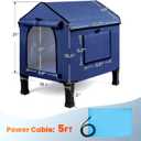 Heated Cat House for Outside, Waterproof Outdoor Cat Shelter with Thermostatic Pet Heating Pad for Winter, Large Elevated Pet Hetaing Bed with Rmoveable Canopy for All Seasons