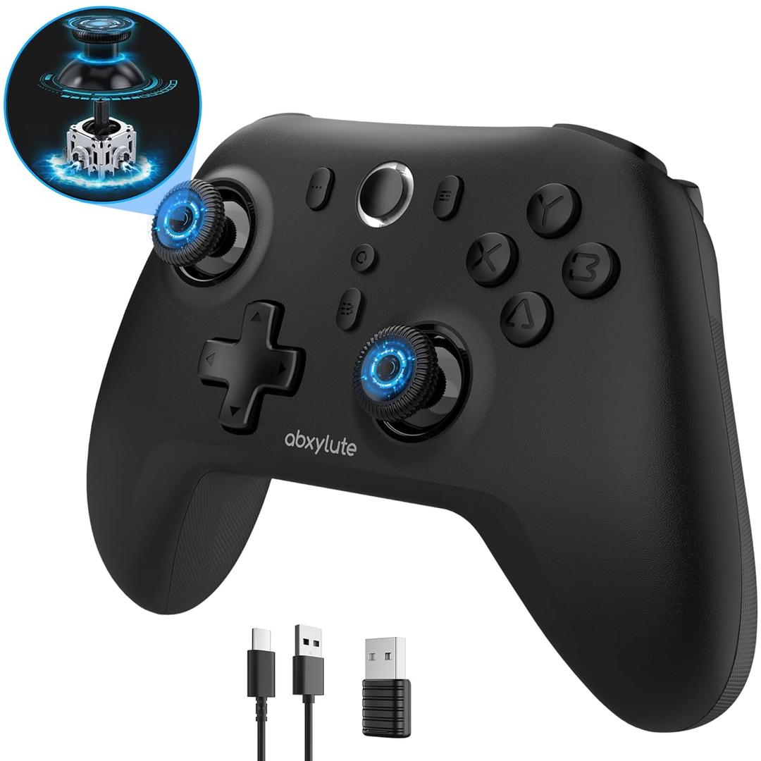 C6 Wireless PC Controller, Bluetooth Game Controller- 1000Hz Polling Rate- Hall Effect Joystick for Windows PC, Nintendo Switch, Switch 2, Steam Deck, Android TV/Mobile, iOS, MAC &Tesla Vibration Turbo (Black)