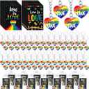 Nosiny Pride Rainbow Keychains and Love is Love Cards Gift Bulk LGBTQ Flag Gay Lesbian Sweetest Day Accessories for Men Women