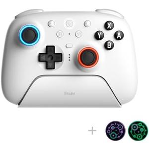 8Bitdo Ultimate 2 Bluetooth Controller with TMR Joysticks, Switchable Hall Effect/Tactile Triggers, Vibration, Motion Control, RGB Fire Ring and Back Buttons for Switch/Switch 2 & Windows PC - White
