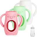 3 Pack Silicone Sleeves for MAM Baby Bottles - Anti Breakage Baby Bottle Holder, Compatible with MAM Baby Bottle, 9OZ