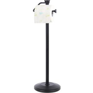 ZCCZ - Free Standing Toilet Paper Holder Stand with Reserve, Bathroom Tissue Dispenser Storage for 5 Mega Rolls, Black Toilet Paper Roll Organizer for Modern Bathrooms (Without Shelf)