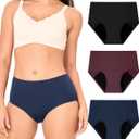BAMBOO COOL Womens Period Underwear High Waisted Leakproof Postpartum Maternity Panties Soft Breathable Absorbent,3 Pack (M)