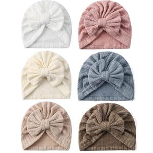 6 PCS Stretchy Baby Turban Hats, Baby Hat with Bows for Girls, Baby Boys Caps, Toddler, Newborn, Infant Hat Unisex (2)