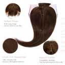 Elailite Hair Toppers for Women Real Human Hair Topper with Bangs Thinning Thin 5.1"x2.8" Silk Base Clip in Remy Hairpieces 10 Inch Chocolate Brown