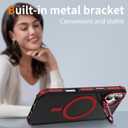 ADDIT Compatible with iPhone 16 Plus Case Magnetic Phone Case Compatible with MagSafe Military-Grade Translucent Matte Back Built-in Camera Stash Stand Case for iPhone 16 Plus (Red)