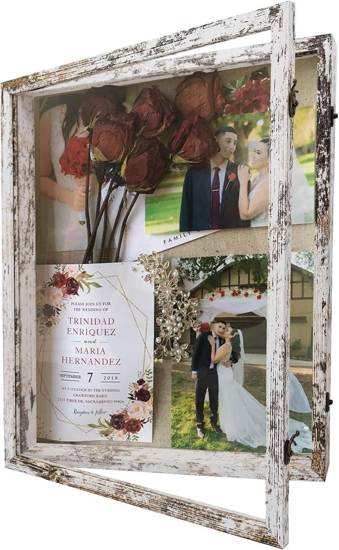 16x20 Wedding Bouquet Shadow Box Display Case,White