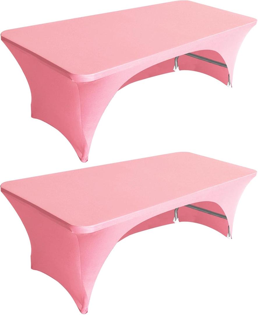 Eurmax USA Spandex Table Cover - 4 ft. Fitted, 30+ Colors, Polyester Stretch Table Toppers, 2 Pack (Hot Pink)