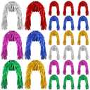 Geyoga 24 Pcs Foil Tinsel Wigs Fancy Dress Metallic Shiny Wig 80s Photo Booth Props Disco Women Cosplay Supplies (Multicolor)
