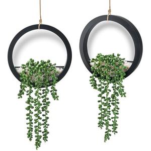 Der Rose 2 Pack Fake Plants Hanging Artificial Succulents Plants in Black Pots for Living Room Bathroom Accessories Boho Farmhouse Wall Decor