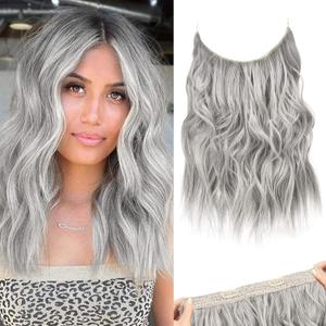 REECHO Invisible Wire Hair Extensions with Thinner Softer Lace Weft (Silver Grey, 12 Inch (Pack of 1))
