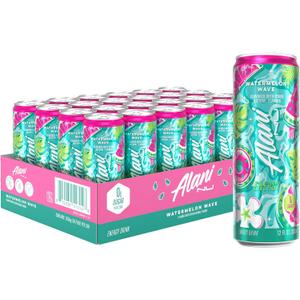 Alani Nu WATERMELON WAVE, Sugar Free, Low Calorie Energy Drinks, 200mg Caffeine, Biotin, B Vitamins, Zero Sugar, 10 Calories, 12 Fl Oz Cans, 24 Pack (EXP 08/31/27)