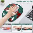 Large Mouse Pad with Wrist Support 4 in1 Set, XXL Big Game Mousepad + Keyboard Wrist Rest+Mouse Wrist Rest+Coaster Ergonomic Design Gaming Mat for Home Office Table Computer I Green Flowers