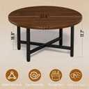 Coffee Table, 23.6" Small Coffee Table, Walnut Round Coffee Table, 23.6" x 23.6" x 17.7"