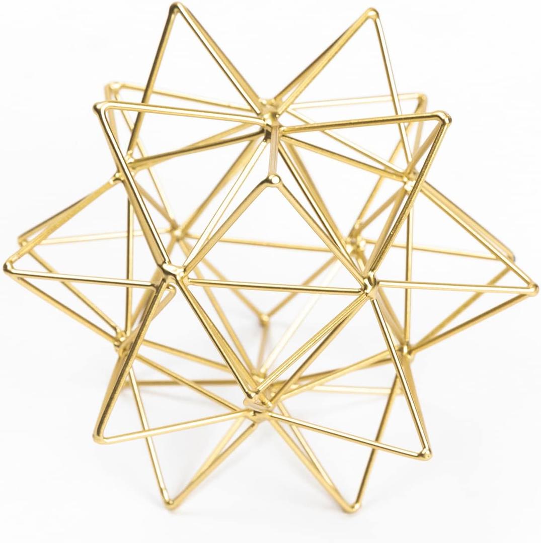 Metal Geometric Table Top Decor, 3D Metal Geometric Sculpture, Gold Abstract Sculpture for Home Decor, Table Art Decorations for Home, Living Room, Office, Bedroom