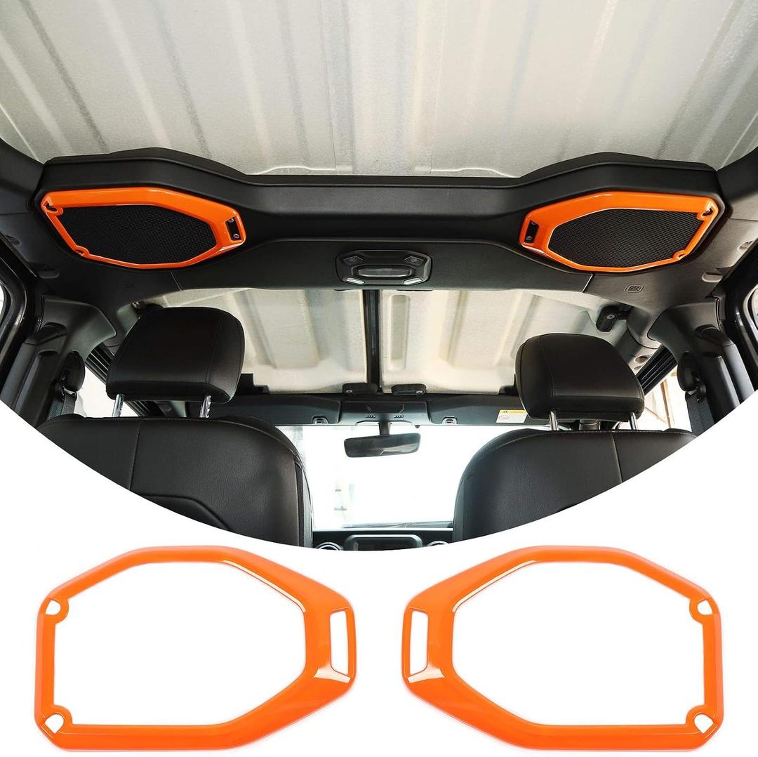 JeCar Orange Top Speaker Bezel Trim Cover for 2018-2023 Jeep Wrangler JL JLU Gladiator JT