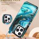 Shorogyt Compatible with iPhone 14 Pro Max Wallet Case with Card Holder - Designer Marble Pattern Kickstand Magnetic Clasp Back Flip Folio Leather Phone Covers Women Men Girls Cyan
