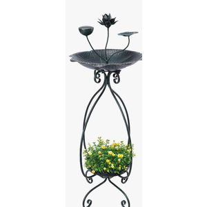 VCUTEKA Bird Bath with Flower Planter Pedestal, birdbath for Outdoors with Lotus, 33" Height Vintage Bird Baths for Garden Yard Patio Lawn Decor