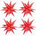 50 Pcs Red Foil Cone Star Balloons - 26 Inch Explosion Mylar Balloons, 12 Point 3D Starburst for Party Supplies, Christmas, Birthday, Wedding Decorations Pack of 7