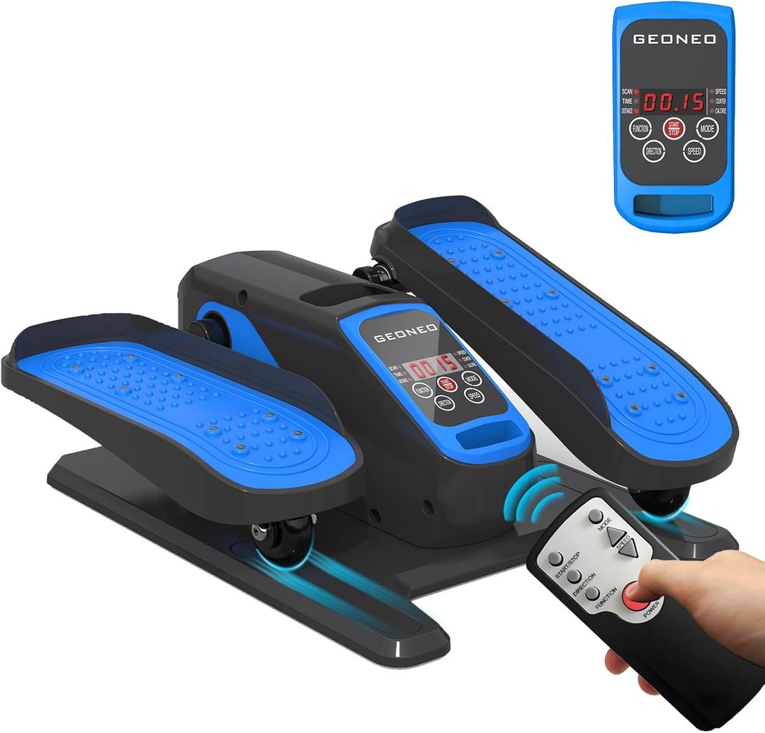 Under Desk Elliptical Machine, Electric Elliptical Exerciser for Senior, Quiet & Small Electric Seated Pedal Exerciser for Home with Display Monitor, Remote Control & 12 Adjustable Speeds, Blue-Pro