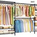 Expandable Heavy Duty Garment Rack Clothes Rack, Large Metal Closet Organizer System Storage Wardrobe, Freestanding Clothing Rack with 9 Adjustable Wire Shelves Hang Rods, Max Load 1500lbs