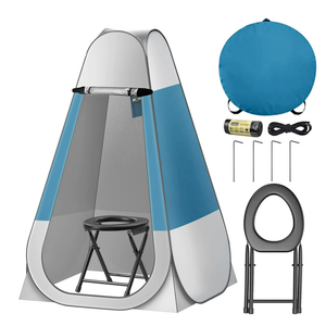 CKE Upgraded Portable Toilet Kit for Camping, Portable Camping Toilet with Pop Up Privacy Tent, Foldable Camp Toilet Set for Adults, Outdoor Folding Toilet Potty Shower Changing Room Bathroom Tent