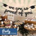 3 x 4E's Novelty 2026 Graduation Banner Black Glitter We Are So Proud of You Banner for High School and College Graduation Decorations, Pre-Assembled Grad Party Decorations 2026