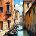 Cityscape Paint by Numbers Kit for Adults - DIY Venice Canal Painting on Canvas, Acrylic Paint Set, Suitable for Beginners, Travel Art for Home Decoration or Gifts(16X20IN Framed)