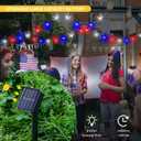 2 Pack Solar Powered Outdoor Patriotic Star String Lights, 100 LED 33 FT Each July 4th Decorative Lights, 8 Lighting Modes, Waterproof for Independence Day Party Patio Garden Decor, Red White & Blue