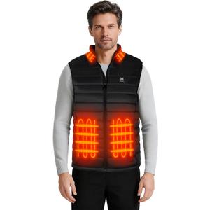 MRAWARM Heated Vest, Lightweight Electric Heated Vest for Men Women wiht 6 Heating Zone and 3 Temperature (Large, Black-us)
