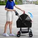 Pet Stroller-Folding 4 Wheels Cat/Dog Stroller for Small-Medium Pets with Storage Basket and Cup Holder Suitable for Going Out and Traveling (Black)