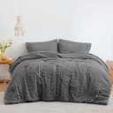 Love's cabin Seersucker Dark Grey King Size Comforter Set, 7-Piece All Season Lightweight Bed in a Bag Bedding Set with Comforter, Flat Sheet, Fitted Sheet, Pillowcases and Shams