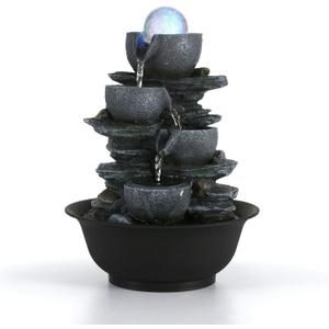 Dyna-Living Tabletop Water Fountain Indoor Waterfalls Fountains with Colored LED Light Decorative Tabletop Fountain with Automatic Pump (Style 5)