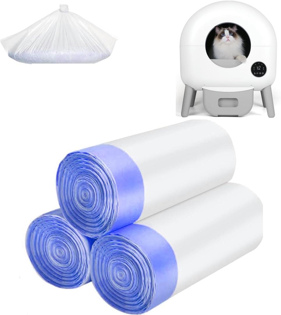 2 x 60 Count Cat Litter Box Liners, Heavy Duty for Self Cleaning Litter Box1113 (blue-white1.1)