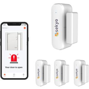 (4 Qty) Smart WiFi Door & Window Sensor for Home| No Hub Required | Free App Alert, Works with Tuya Smart Life Devices, Compatible with Alexa, Google Home, Siri (No Siren but Phone Notification)