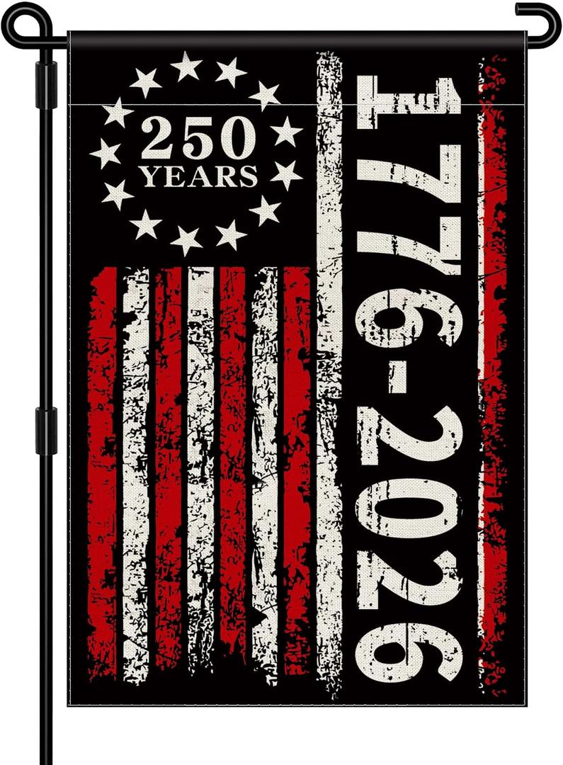 3 x 250 Anniversary USA Garden Flag, 250th Anniversary Flag America 1776-2026 Commemorative Patriotic Banner 250 Year 4th of July Yard Sign Double-Sided Waterproof Garden Flag 12x18 Inch