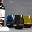 Stemless Wine Glasses Set 4 Colored Red White Wine Glasses 17oz Tumbler Crystal Glasses Pink Blue Gold