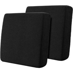 Hokway Stretch Couch Cushion Covers, 2 Piece Individual Sofa Cushion SlipcoversJacquard Sofa Seat Slipcover Set, Non-Slip Protector for Cushion (Black,Small-2PC)