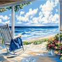 Beach Paint by Numbers Kit for Adults Beginner Landscape Oil Painting Kit Adult Paint by Number Kits on Canvas Ocean DIY Painting for Beginners Art by Numbers for Gifts Home Wall Decor 16x20 Inch (YF030)